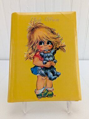 Vintage Kitsch Photo Album Blonde Girl with Dog Holds 52 Pictures 4.25" x 3.25"